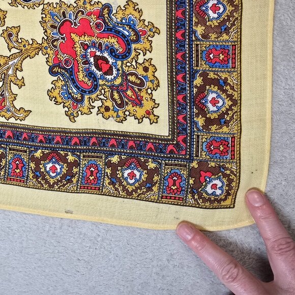 English Village Scarf Square Wool Japan Persian Inspired Baroque Floral Boho VTG - Picture 3 of 10